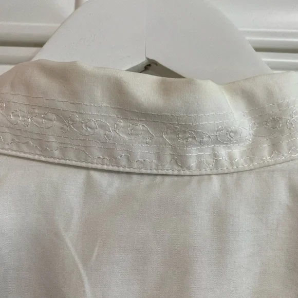 Vtg Freego Women’s Sz Medium White Long Sleeve Cotton Western Style Shirt Top - Picture 10 of 11